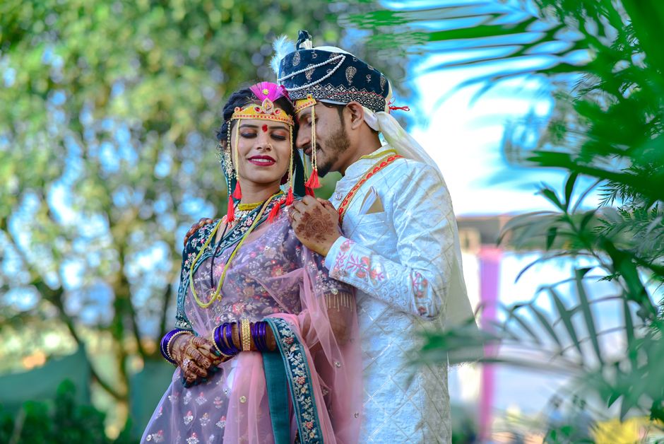 Couple photographed at a wedding
